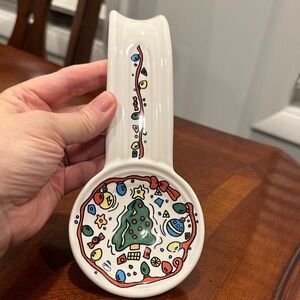 Fiesta Multicolor Ceramic Christmas Spoon Rest